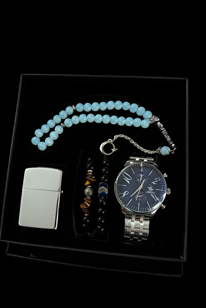 G Sport POLO Erkek Kol Saat Seti Erkek Hediyelik Saat Tesbih Çakmak Seti (KUT...