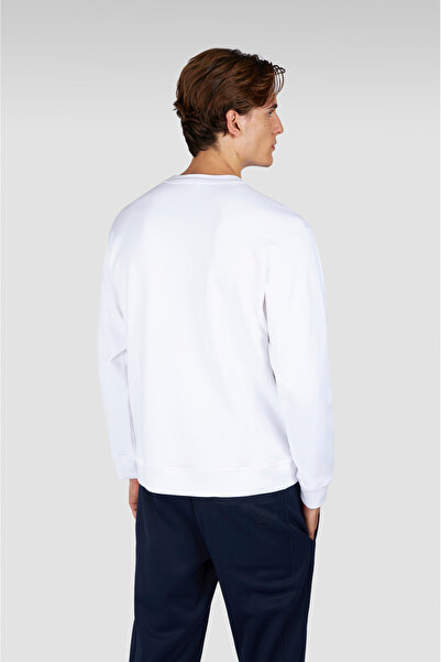 PAUL&SHARK Men's Regular Fit Cotton Metallic Logo Round Neck Long Sleeve White Sweatshirt 15311864-010