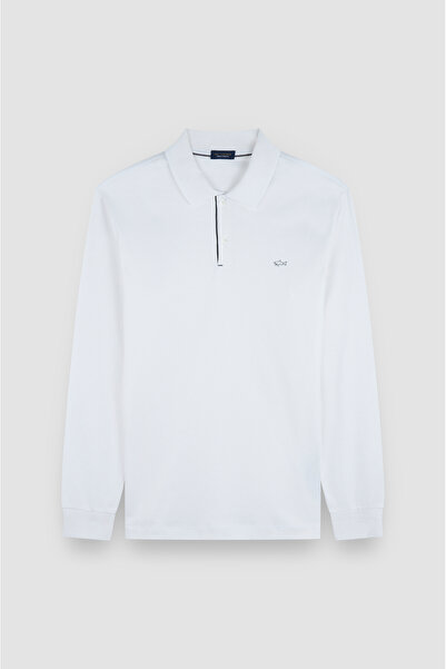 PAUL&SHARK Men's Button Closure Long Sleeve Polo Neck Regular Fit Beige Polo Neck T-Shirt 15311727-46A