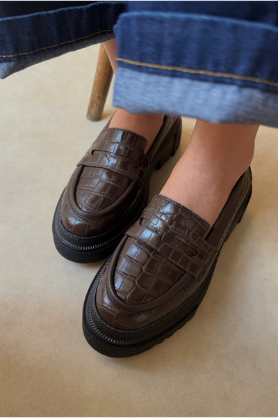 Mupa Shoes Жіночі лофери КАВОВІ CROCO