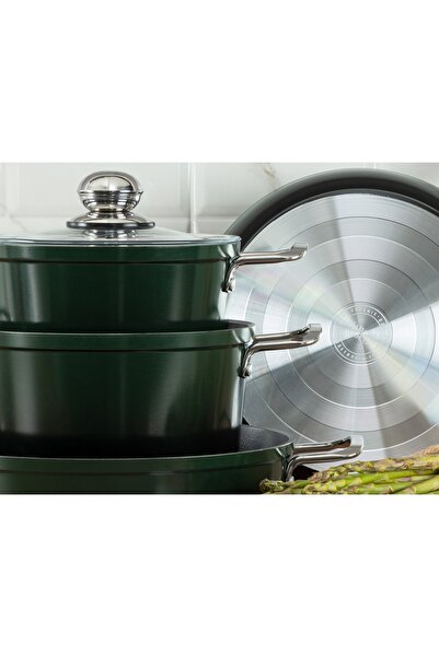 Madame Coco Titanium Professional Tencere Seti 7 Parça 1ktncr014118-22-26-26cm-yeşil