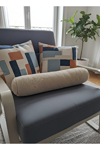 oiphome Pernă Cilindru plat Bej 50 x 18