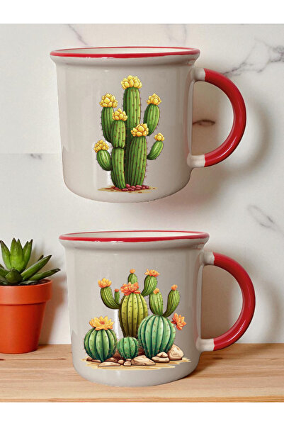 lili hediyelik Cacti 2-Piece Red Mouth Mug - Graduation Gifts, Children's Dip...