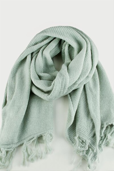 Ronanna Mtxdpn Braided Yarn Winter (11309) Shawl-Water Green