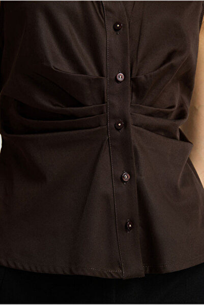 adL Büzgülü Düğmeli Bluz