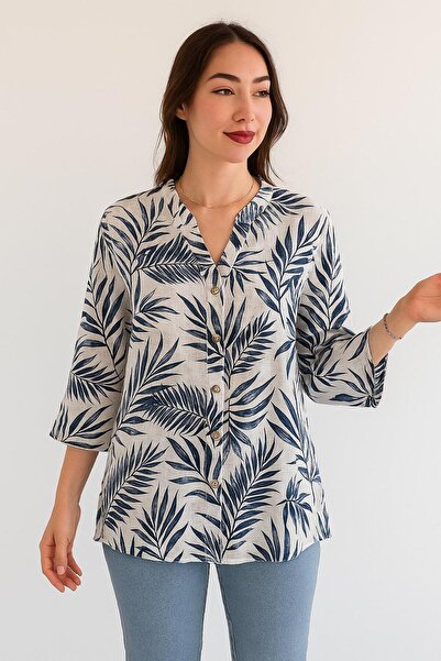 citycenterfashion Women's Plus Size Fold Sleeve Shirt Blouse cty-akc-uzd1 100% Cotton Organic Linen