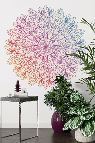 SDİGİTAL Bohem Tarzı Renkli Mandala Duvar Sticker - 2 Ölçü Seçeneği - Renkli ...