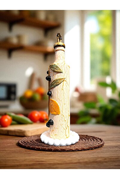 Mes Reves 500 ml Clay Embossing Application Lemon Patterned Handmade Olive Oil & Grape Vinegar Bottles