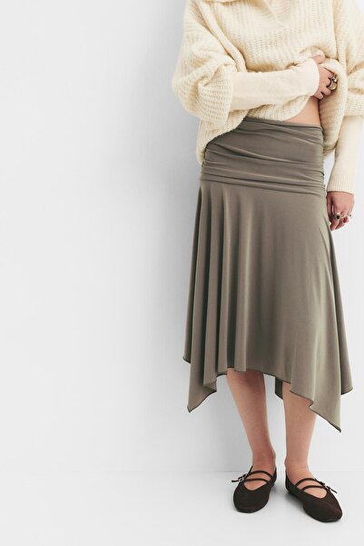 Pull & Bear Asymmetric midi skirt