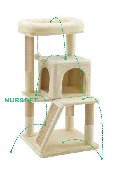 Nursoft Terraced Cat Scratching House with Nest and Scratching Post