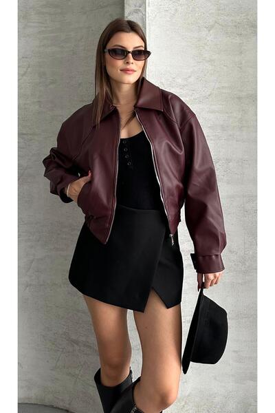 DUAS & CO Jachetă de piele Bomber de sezon nou pentru femei