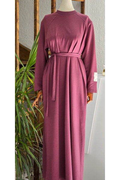 NANTİREA Tesettür Seasonal Sweat Mürdüm Dress