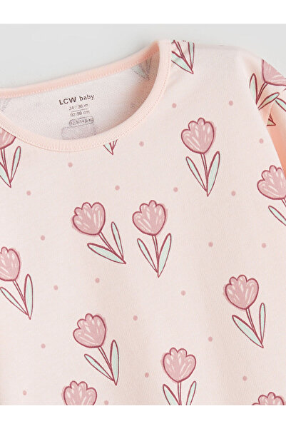 LC Waikiki Bisiklet Yaka Baskılı Kız Bebek Pijama Takımı