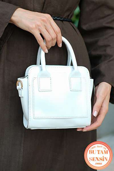 Bu Tam Sensin Beyaz Kadın Fermuarlı Tek Bölmeli Çift Tutma Saplı Çapraz Askıl...