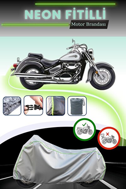 Cemku Cool حقيبة خلفية رمادية نيون قماش مجدّل وقفل غير متوافقة مع سوزوكي VL 8...