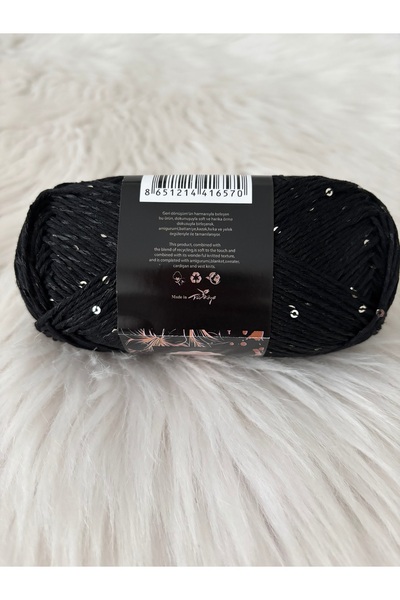 CEYBAG İnci Cotton Pullu Örgü İpi -Siyah (Amigurumi ipi, Bandana İpi, Şal ipi) 100 Gram-190 Metre