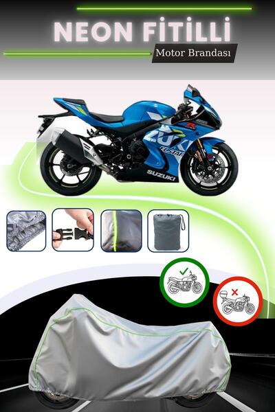 Cemku Cool حقيبة خلفية رمادية نيون قماش مجدّل وقفل غير متوافقة مع سوزوكي GSX-...