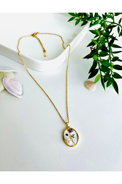 Fynbos Stainless Tarnish Free 316L Steel Pearl Vintage Painting Gold Chain Necklace