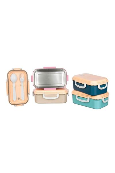 Cosiness Beautiful Life Stainless Steel - Vacuum Single Compartment Lunch Box with Fork + Spoon 500 Ml.