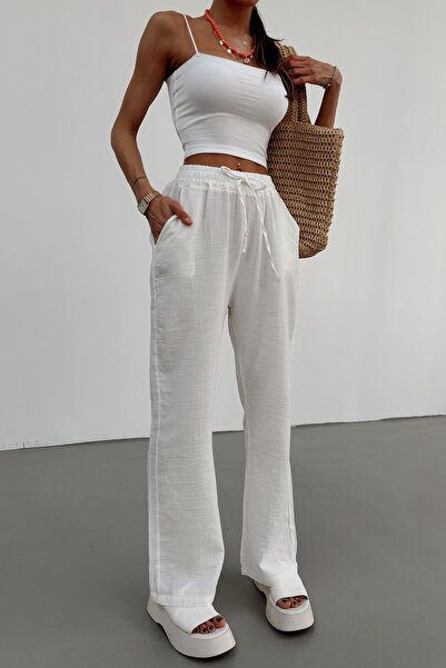 mylove بنطلون موسلين أبيض