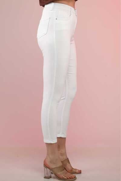 SHEVEGA Women's White High Waist Linen Tight-Leg Pants