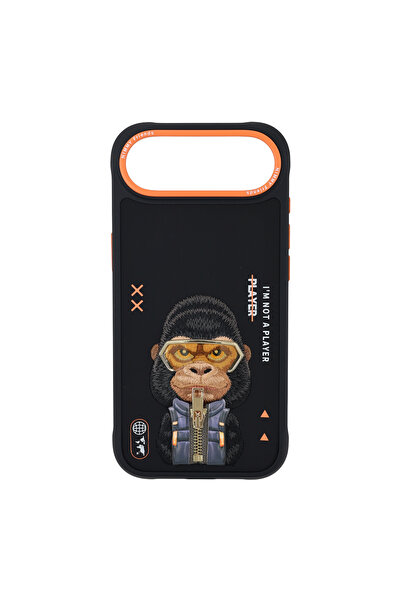 Nimmy iPhone 17 Air Uyumlu 3D Gözlük Fermuar Gorilla Detaylı Nakış İşlemeli K...