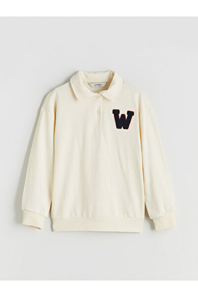 LC Waikiki Φούτερ για κορίτσια με λαιμόκοψη πόλο εκρού