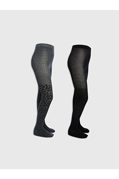 LC Waikiki Gray Girls' Pantyhose 2-Pack
