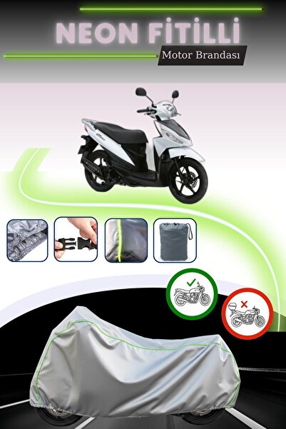 Cemku Cool حقيبة خلفية رمادية نيون قماش مجدّل وقماش محرك متوافق مع سوزوكي أدريس