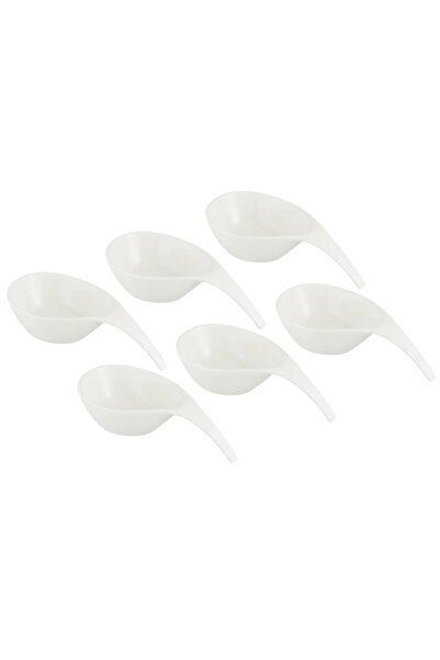 ORIAN Plain white porcelain breakfast and nut plates set, 17 cm, 6 pieces