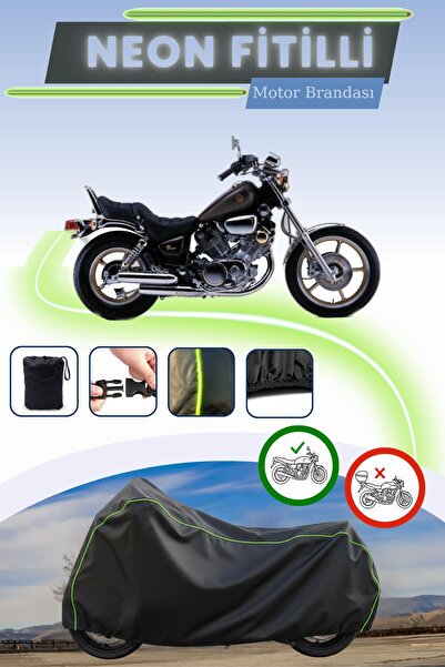 Cemku Cool غطاء محرك ياماها فيراجو XV 750 متوافق مع نيون فيتيل، أسود اللون