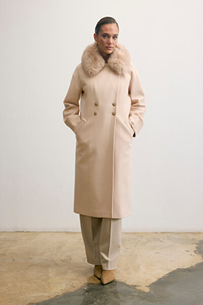 KENT Long Powder Coat with Fur Collar