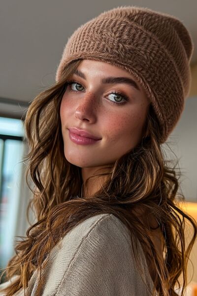 LAGRANZE قبعة تريكو ناعمة ورقيقة ذات ملمس فرو