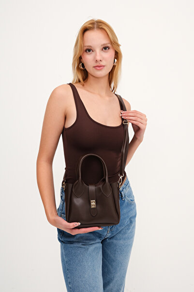 Addax Lock Detailed Puppy Hand and Shoulder Bag Ç1053