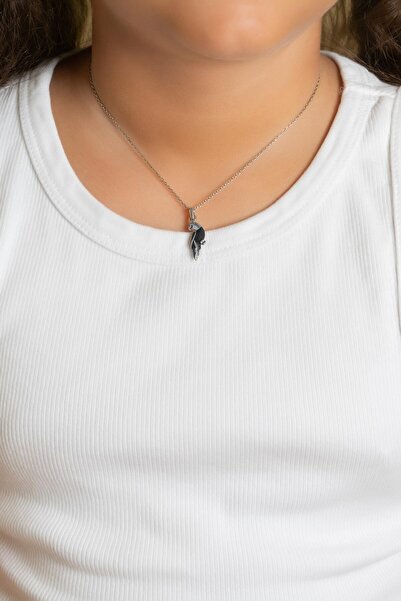 So CHIC... Sevimli Papağan 18 Ayar Beyaz Altın Kaplama 33 Cm Gümüş Kolye