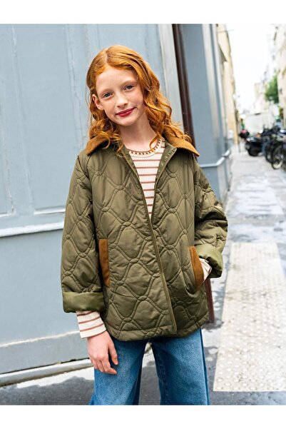 LC Waikiki Παιδικό πουκάμισο LCW με καπιτονέ μοτίβο γιακά για κορίτσια (W5)