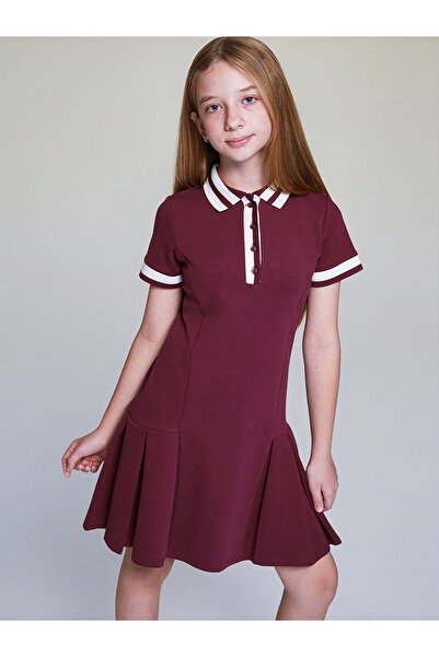 LC Waikiki Φόρεμα για κορίτσια με πλισέ με λαιμόκοψη πόλο (W5)