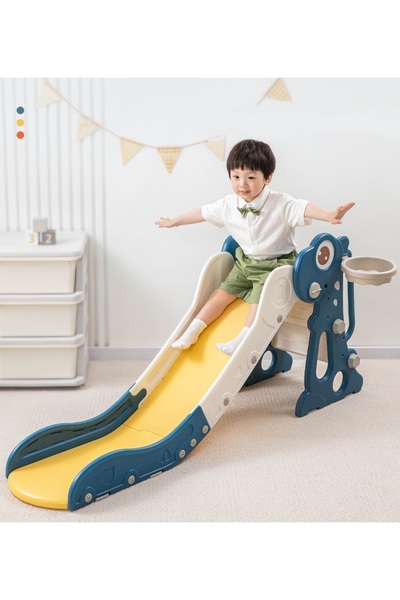 Nichiduta Garden Dinosaur Green indoor/outdoor children's slide with mini basketball hoop and