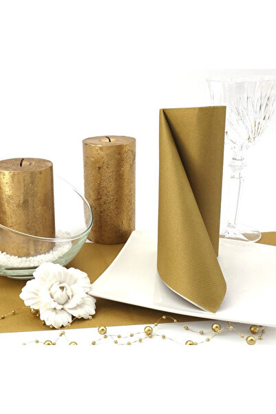 Mank Χαρτοπετσέτες Linclass για το τραπέζι - Χρυσές / 40 x 40 εκ. / 50 τεμ.