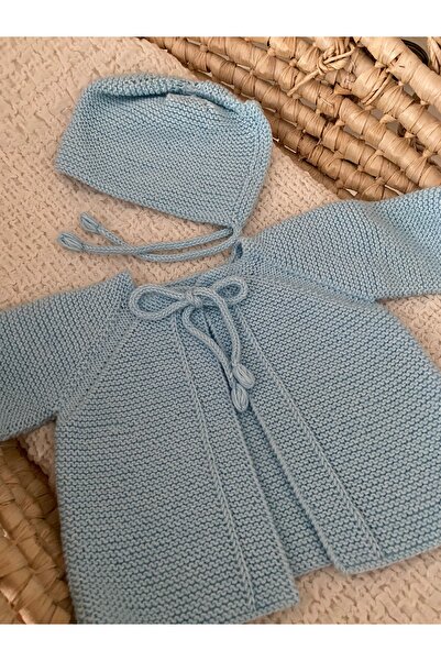 Florijee Knitwear Front Tie Cardigan Set Baby Blue