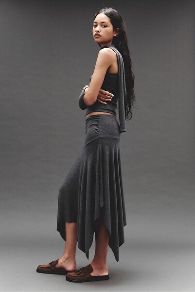 Pull & Bear Asimetrik yumuşak dokunuşlu midi etek