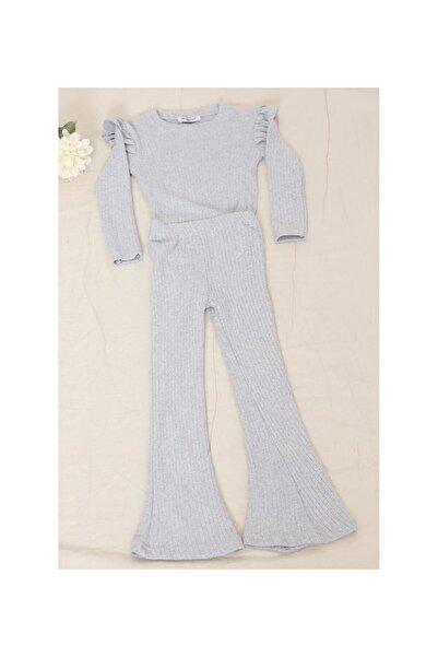 civetta 9-10 Years Old Ribbed Children's Suit Gray -