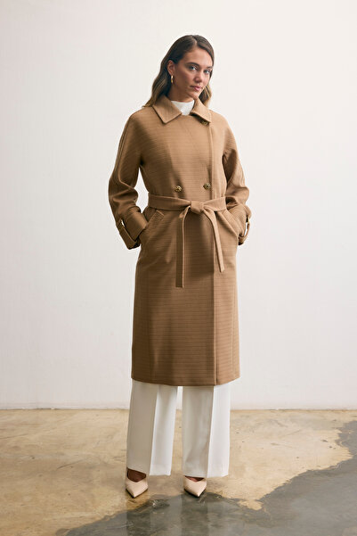 KENT Classic Long Camel Coat with Belt