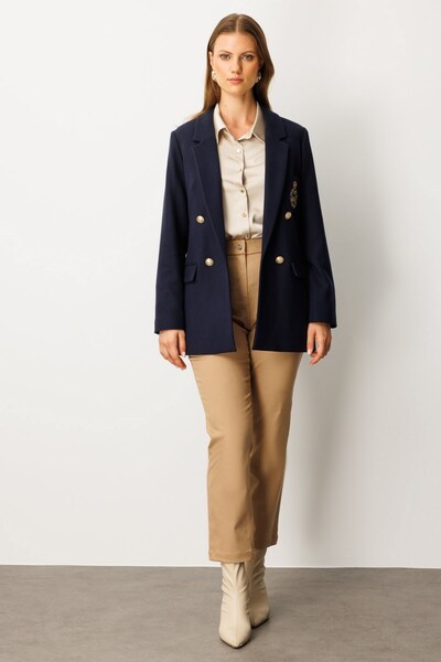 Ekol Cebi Armalı Büyük Beden Ceket 5571-25k Lacivert