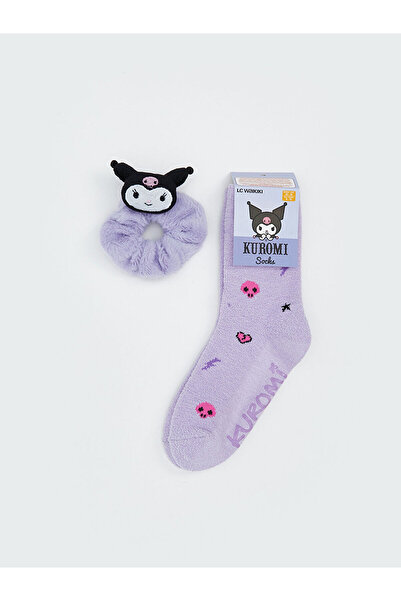 LC Waikiki Peak New Season Kuromi Patterned Non-Slip Sole Girls' Home Socks and Buckle