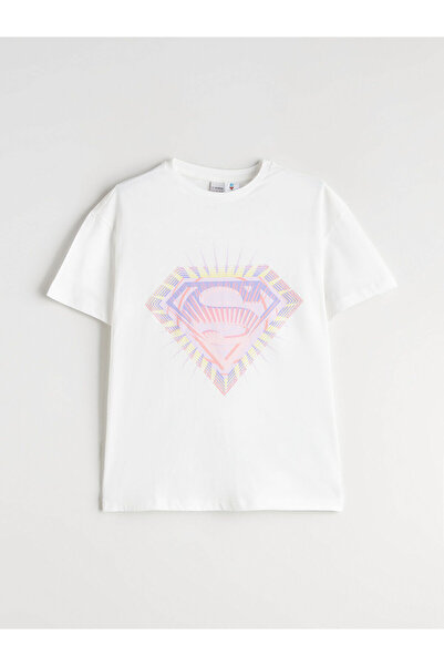 LC Waikiki LCW Kids okrugla kragna Superman Štampano Ženska dječja majica