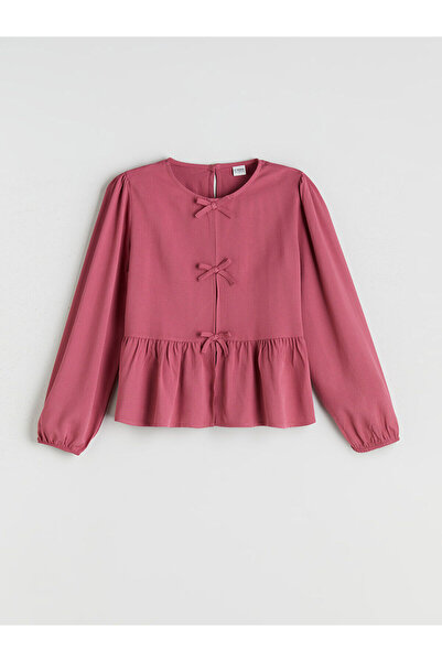 LC Waikiki Bisiklet Yaka Fiyonk Detaylı Kız Çocuk Bluz