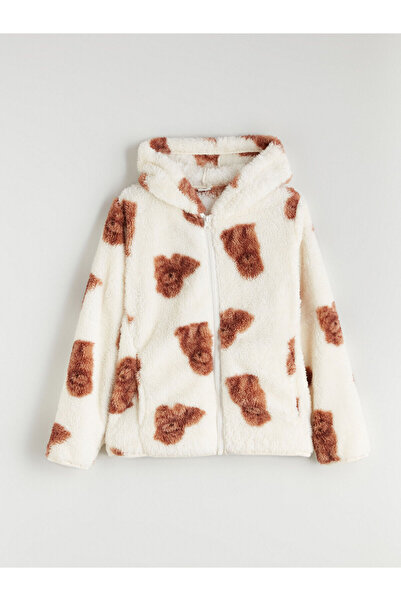 LC Waikiki Lcw Kids Beige Hooded Zippered Girls Sweatshirt