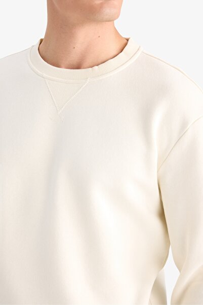 DeFacto Men's Sweat T3777Az/Er140 Ecru