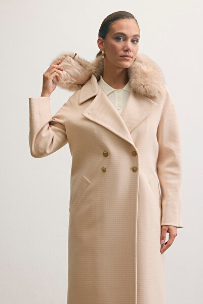 KENT Long Powder Coat with Fur Collar